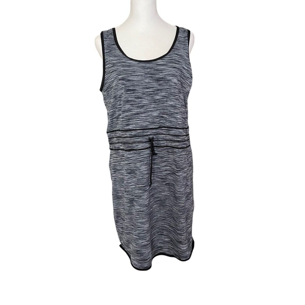 Athleta Small Tank Dress Space Dye Sleeveless Gray Black White Lounge